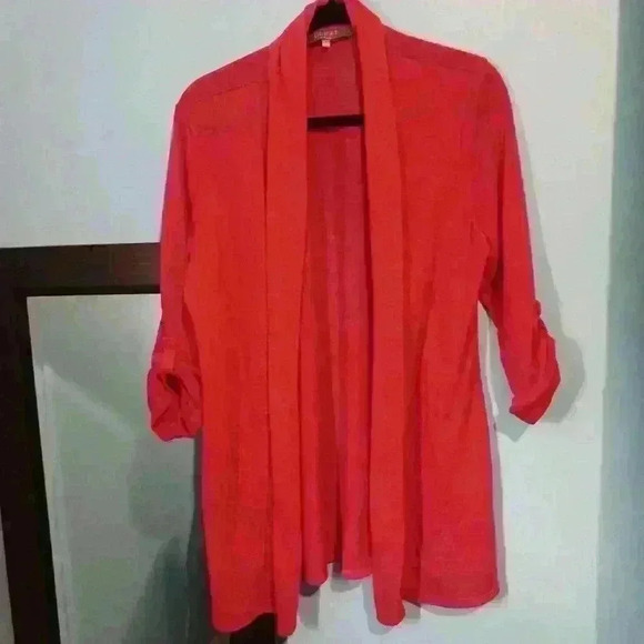 essentials by MIlano cardigan sweater, coral size L - Picture 2 of 5